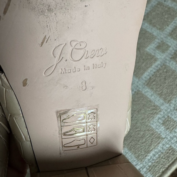 J. Crew Italian Croc Embossed Heeled Thong Sandals Resort Shoes Vacation Nude 8 - Picture 4 of 7